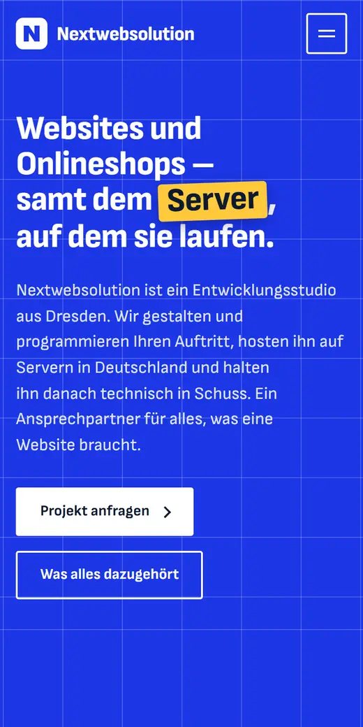 Startseite von nextwebsolution.de auf dem Handy