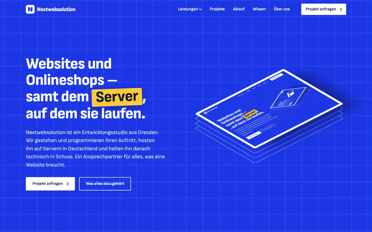 Neue Startseite von nextwebsolution.de nach dem Umbau