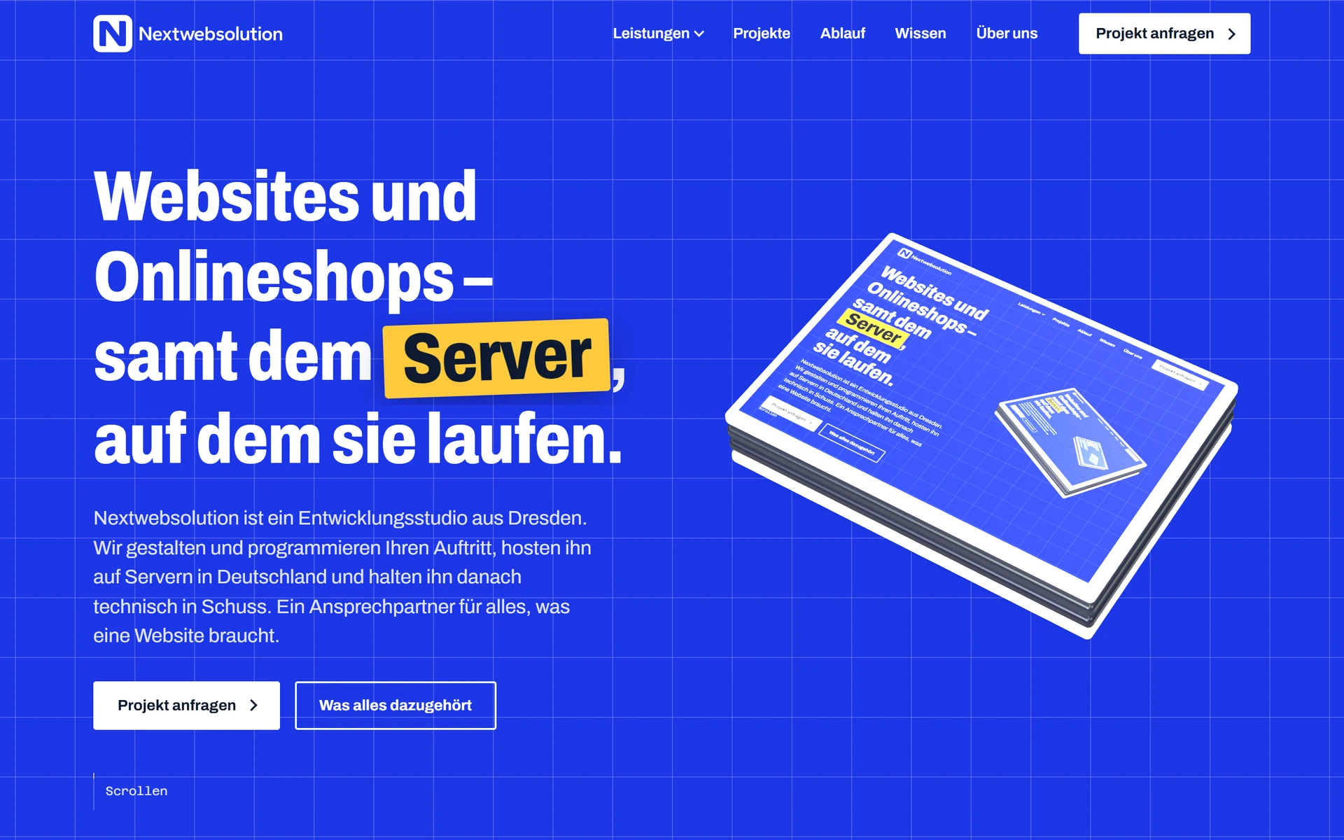 Neue Startseite von nextwebsolution.de nach dem Umbau